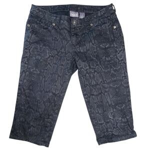 City Streets Black Python Snake Print Capri Pant Small